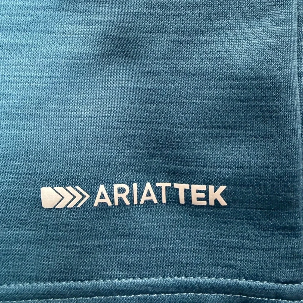Ariat 1/4 Zip Pullover Mens XL Blue AriatTek Fleece Spellout Long Sleeve Shirt